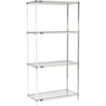 Nexel 5 Tier Chrome Wire Shelving Add-On Unit, 36W x 18D x 86H A18368C5